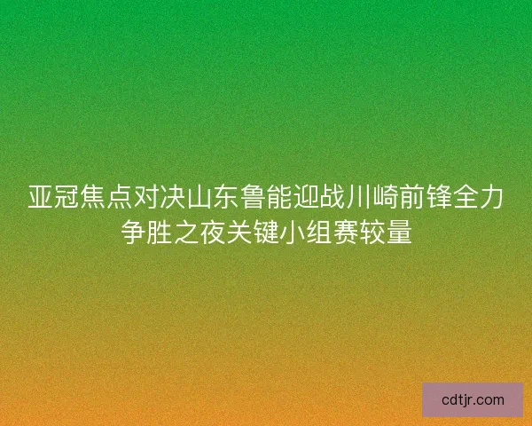 亚冠焦点对决山东鲁能迎战川崎前锋全力争胜之夜关键小组赛较量 亚冠焦点对决山东鲁能迎战川崎前锋全力争胜之夜关键小组赛较量