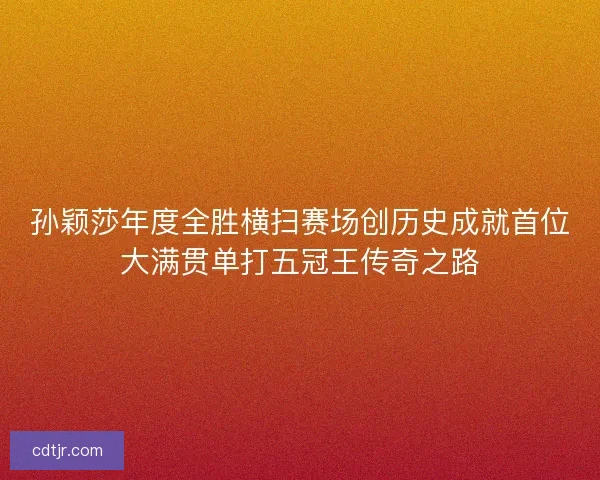 孙颖莎年度全胜横扫赛场创历史成就首位大满贯单打五冠王传奇之路 孙颖莎年度全胜横扫赛场创历史成就首位大满贯单打五冠王传奇之路